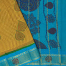 Yellow with Blue  Mul Mul Cotton Saree without Blouse
