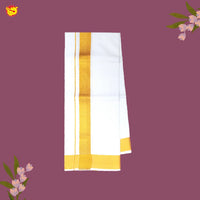 White with Gold Fancy Border Single Layer Cotton Men’s Dhoti