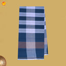 Men’s Blue With Grey Checked Cotton Stitched Lungi  