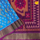 Sky Blue With Purple Ikat Soft Silk Saree - Thenianantham