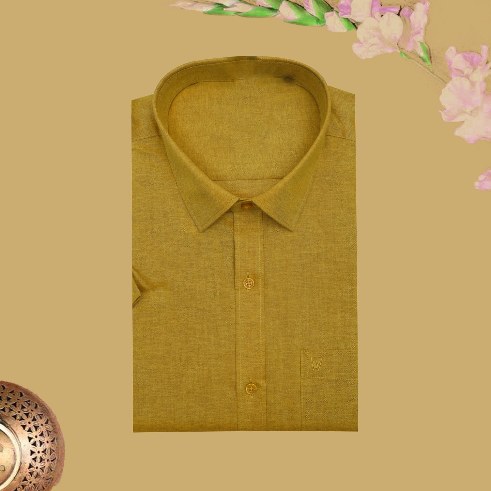 Mustard Cotton Readymade Shirt and Flexi Fit Dhoti