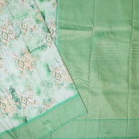 Pista Green With Off white Floral Design Dola Silk