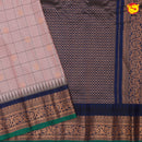 Peach with navy blue checked in Gadwal silk saree