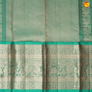 Red With Peacock Green Floral Motifs Copper Zari Long Border Pure Kanjivaram Subhalaya Soft Silk Saree - Thenianantham