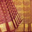 Maroon  with Gold Zari Border Wedding Silk Saree
