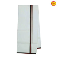 White mens dhoti with maroon and black border - Thenianantham