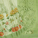 Light Green Floral Digital Printed Linen Saree