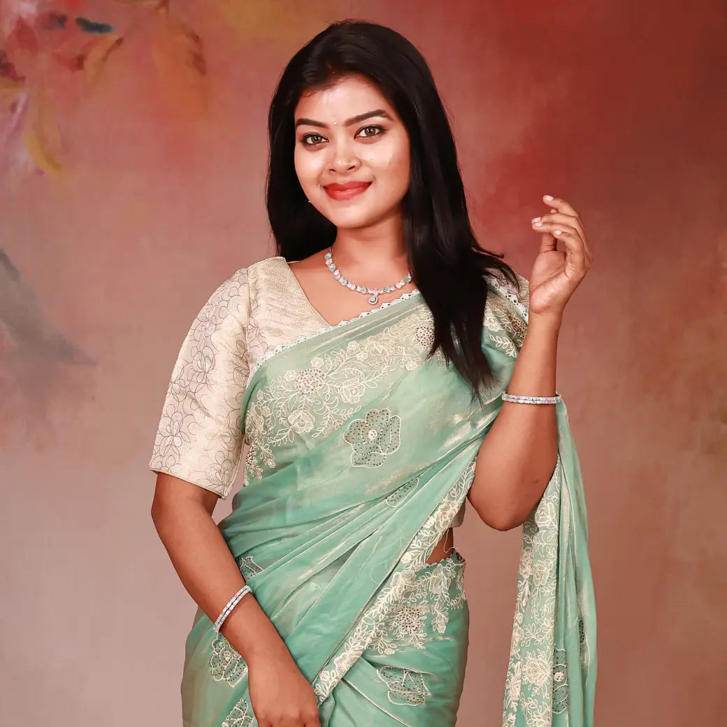 Light Green Space Silk Saree