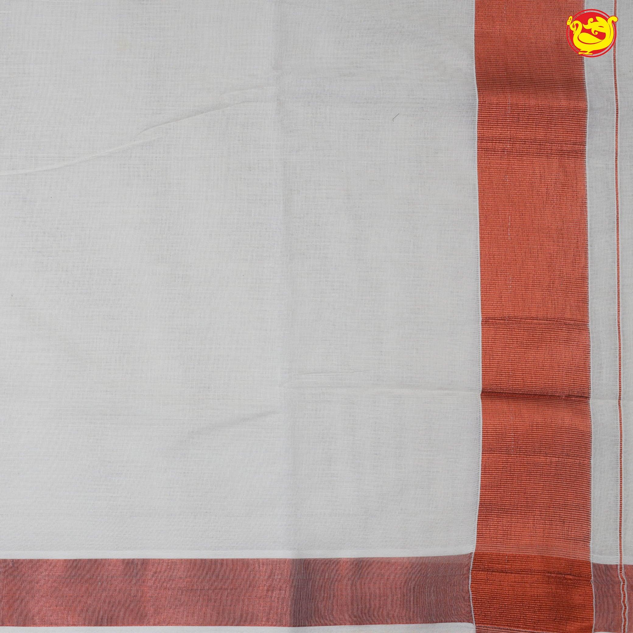 Southloom Exclusive Onam Kasavu Saree With Copper Zari Pattern (Matching Plain Blouse Included)