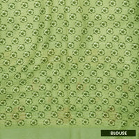 Light Green Floral Digital Printed Linen Saree