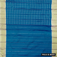 Teal Blue With  Gold border Arani Silk Saree