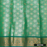 Green Colour Floral Design Traditional  Pattu Pavadai Material