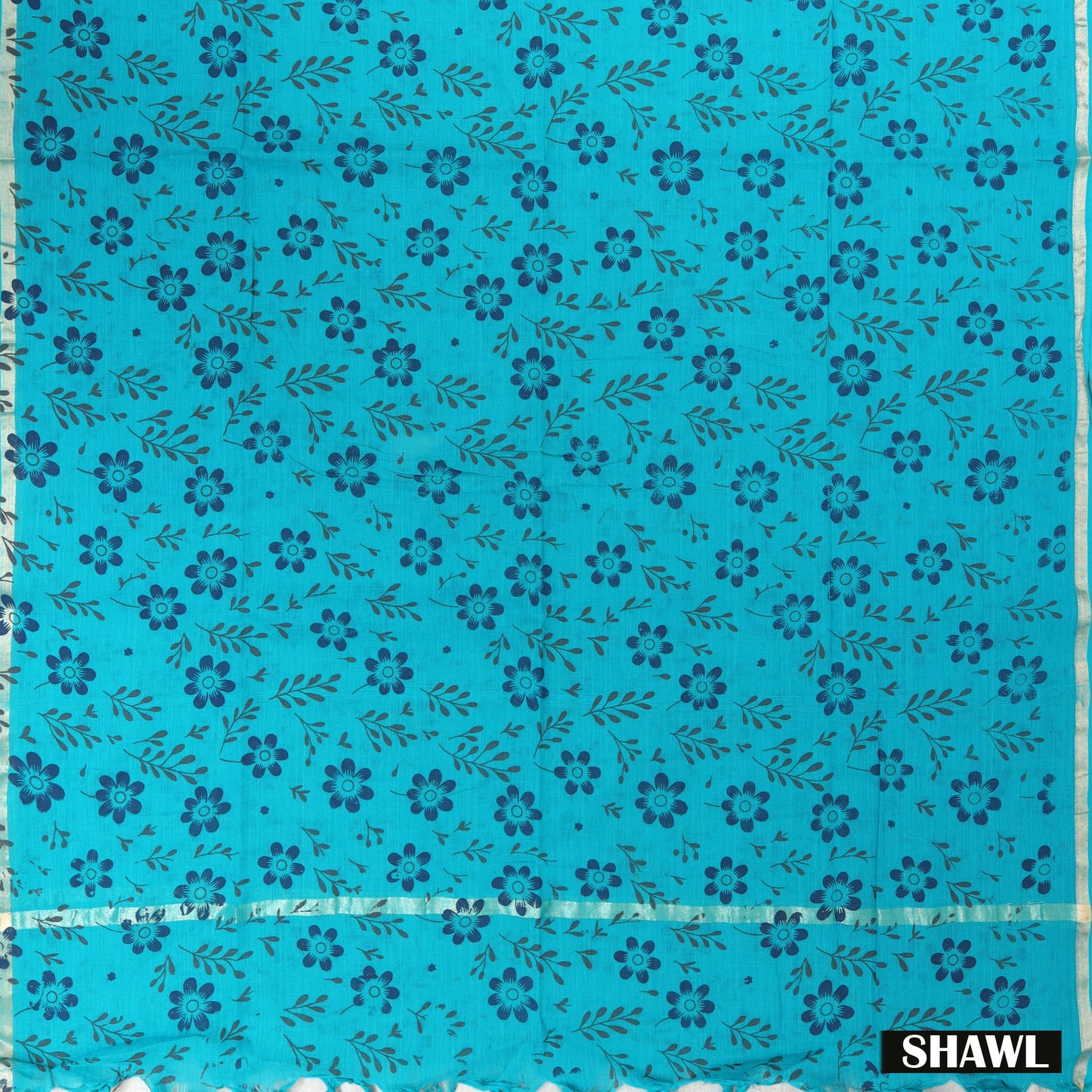 Navy Blue With Cyan Cotton Ladies Chudithar Material