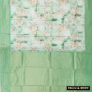 Pista Green With Off white Floral Design Dola Silk