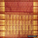 Maroon  with Gold Zari Border Wedding Silk Saree