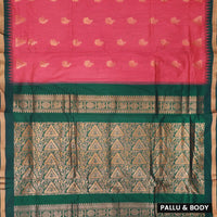 Pink  With Green Premium Quality Kalyani Cotton Saree