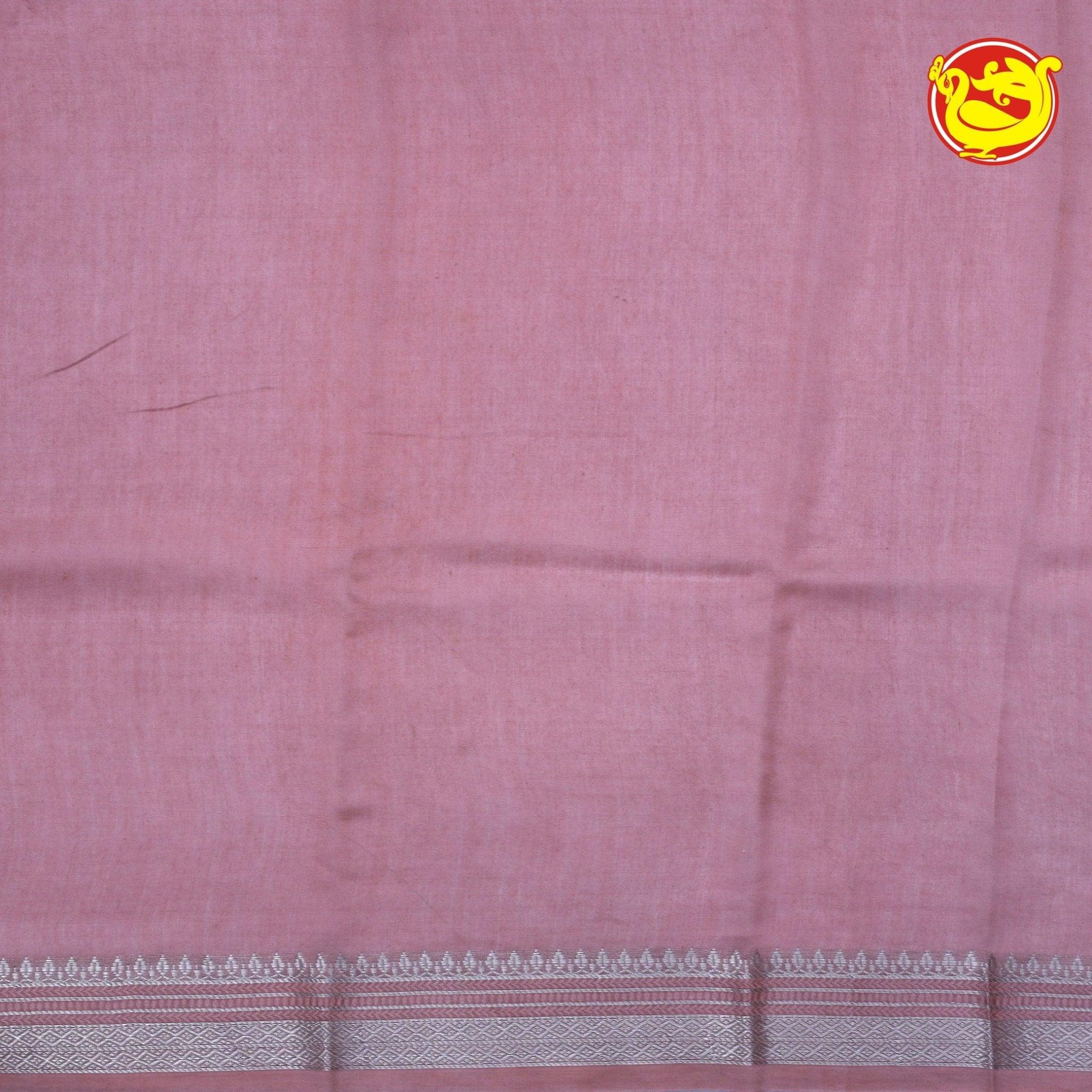 Peach With White Chanderi Silk Saree - Thenianantham