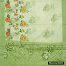 Light Green Floral Digital Printed Linen Saree