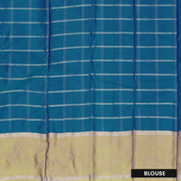 Teal Blue With  Gold border Arani Silk Saree
