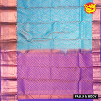 Sky blue with Purple Pure Kanchipuram Silk Saree