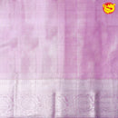 Light Onion Pink Floral Motifs Silver Zari Border Pure Kanjivaram Subhalaya Wedding Silk Saree - Thenianantham