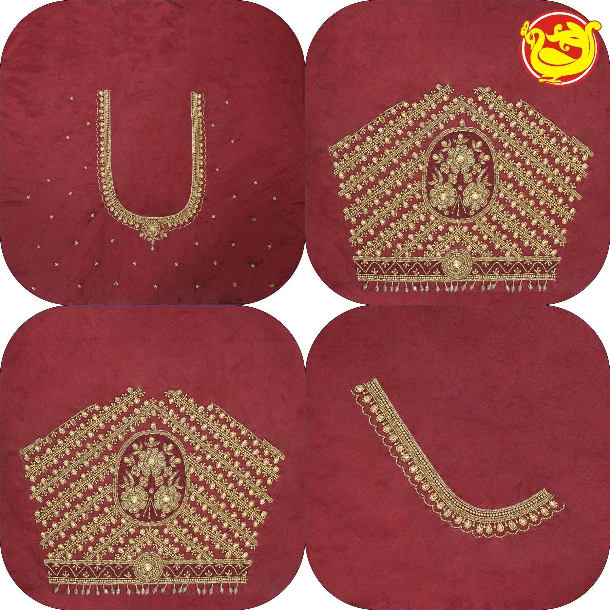 Maroon Bridal Aariwork Blouse