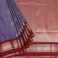 Light Purple With Maroon Copper Zari Border Soft Silk Saree
