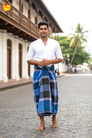 Men’s  Grey  with Brown Checked Cotton Stitched Lungi
