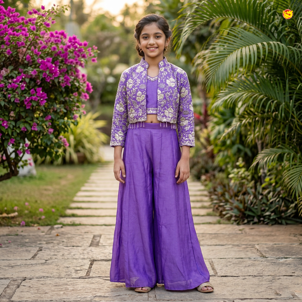 Light Violet Color Girls Branded Readymade Sharara set