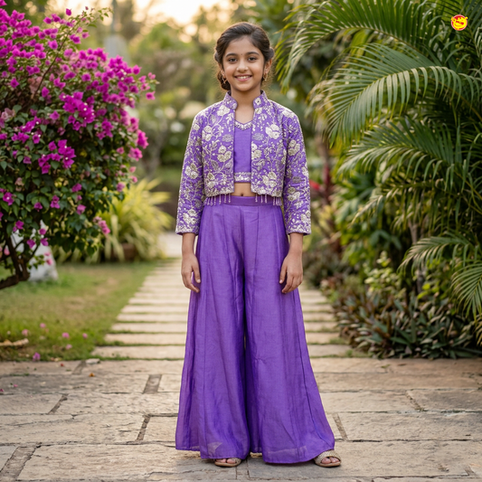 Light Violet Color Girls Branded Readymade Sharara set