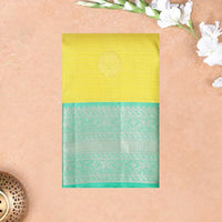 Yellow with Green Soft Silk Saree