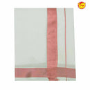 White men’s dhoti with copper border - Thenianantham