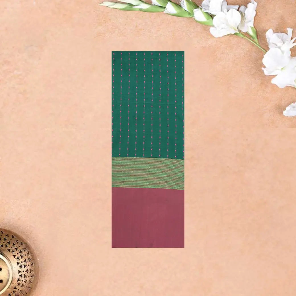 Deep Green with Maroon Arani Fancy Silk Saree