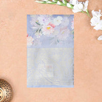 Light Blue With Orange Floral Design Dola Silk