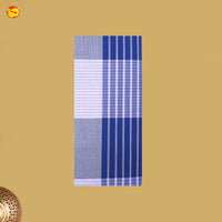 Men’s Blue with Black Checked Cotton Stitched Lungi  