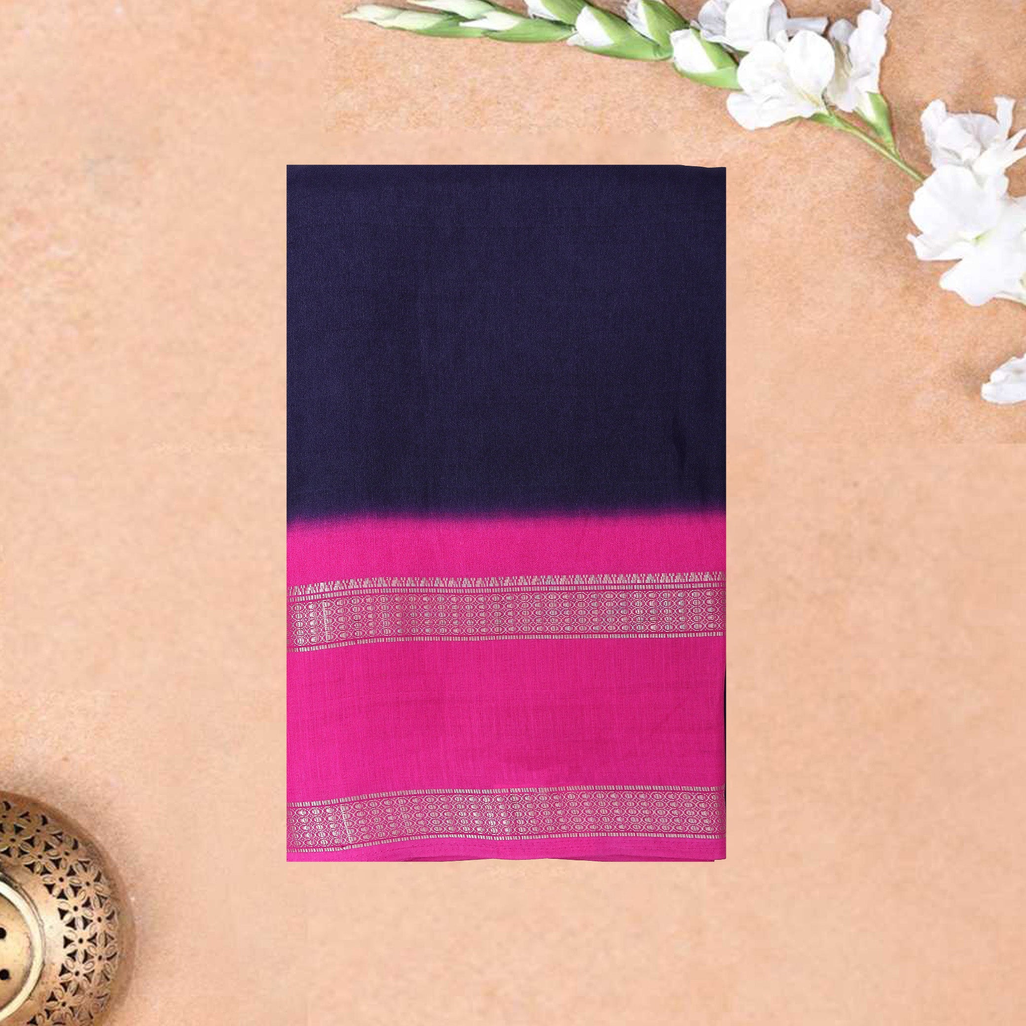 Navy Blue with Pink My sore Silk Saree