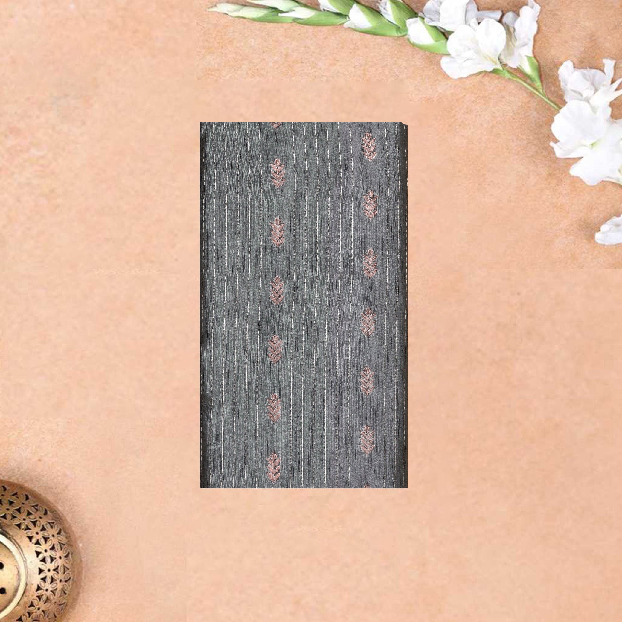Grey with Purple Soft Silk Saree