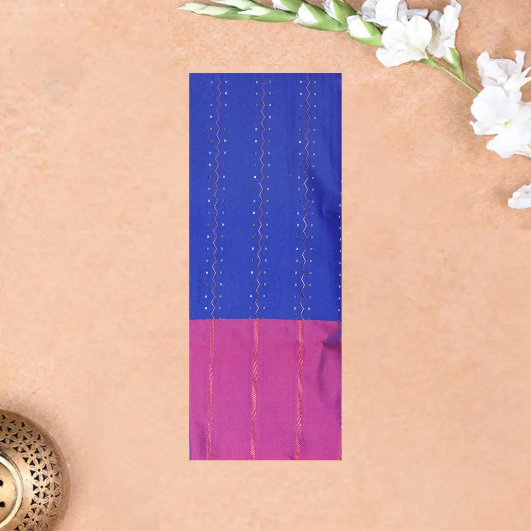 Royal Blue With  Mustard Pink  Arani Silk Saree