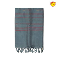 Grey With Maroon Pallu Banana Pith Saree With Running Blouse - Thenianantham