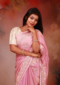 Light Pink Space Silk Saree