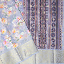 Light Blue With Orange Floral Design Dola Silk