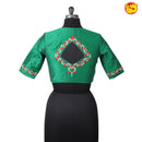 Green With Floral Embroidery Work Pure Cotton Ready made Blouse - Thenianantham