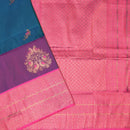 Peacock Blue with Pink Soft Silk Saree