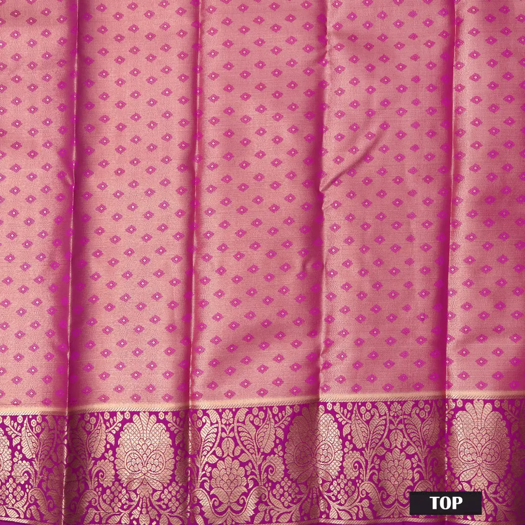 Mint Green With blue Border Floral Design Traditional  Pattu Pavadai Material