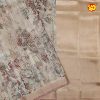 Cream Maroon Raw Silk Saree - Thenianantham