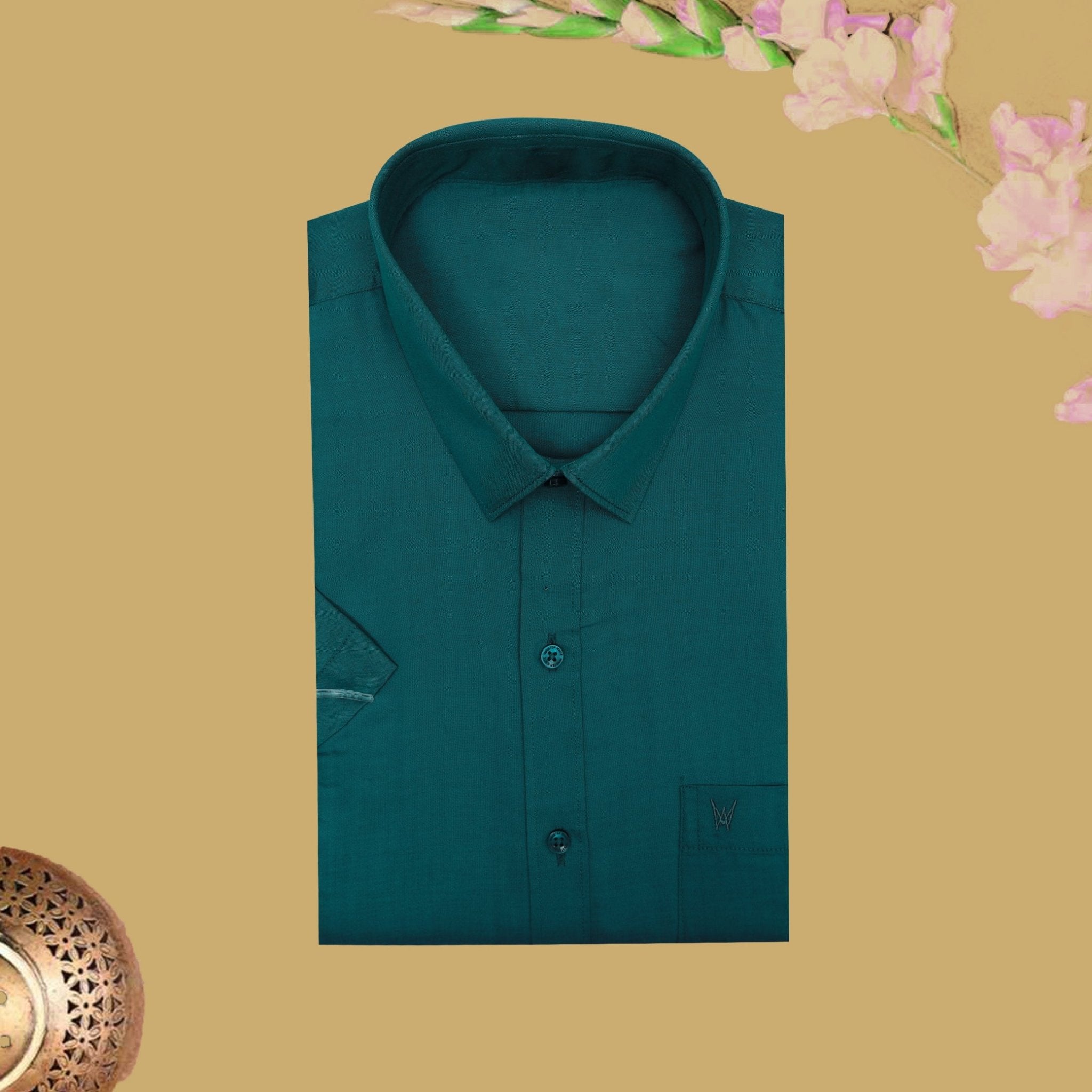 Sea green Cotton Readymade Shirt and Flexi Fit Dhoti