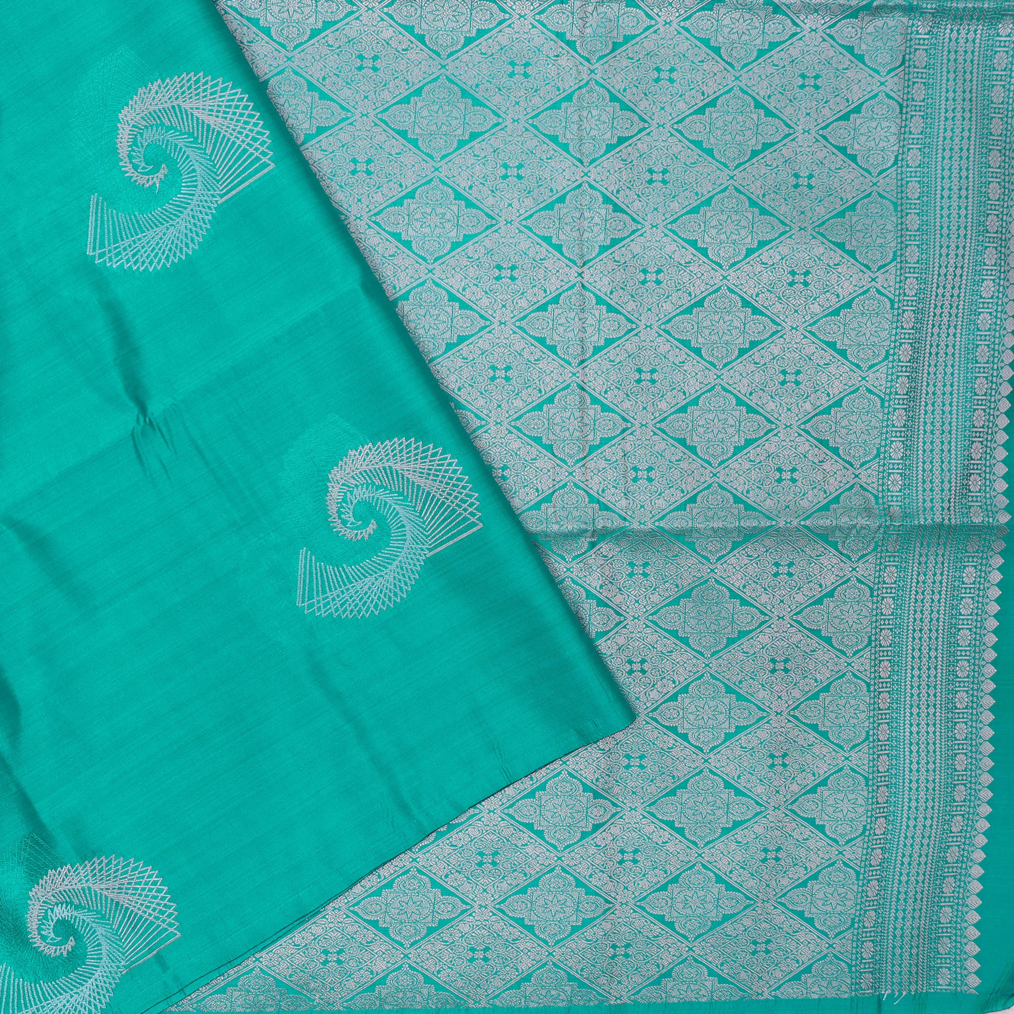 Aqua Blue Soft Silk Saree