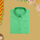 Green Colour Cotton  Boy’s Readymade Shirt And Dhoti Set