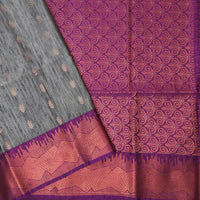 Grey with Purple Soft Silk Saree