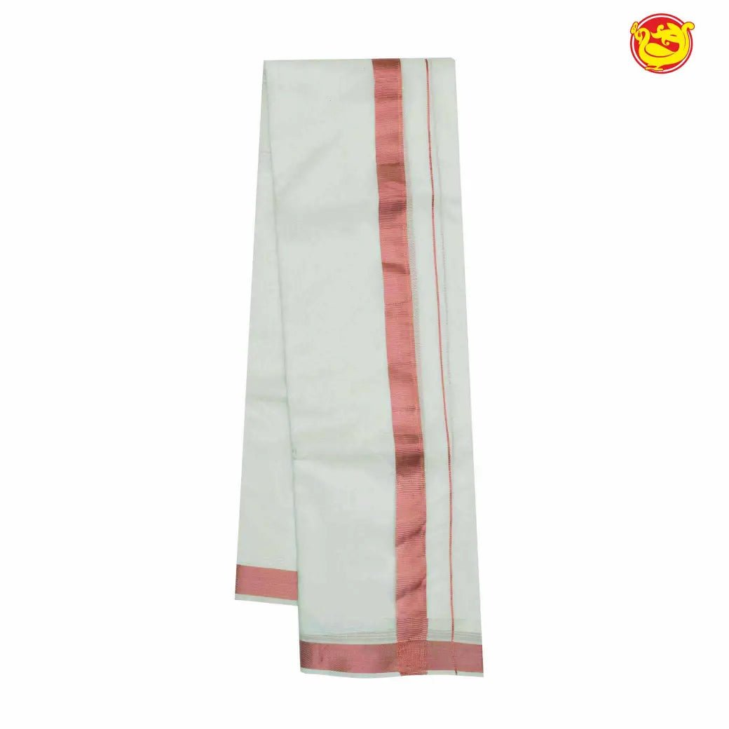 White men’s dhoti with copper border